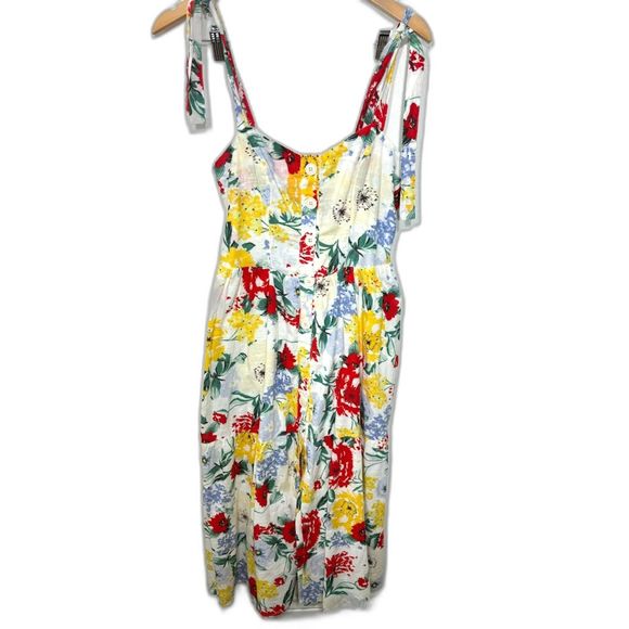Urban outfitters floral midi dress button front tie shoulder Medium EUC spring - Picture 1 of 6